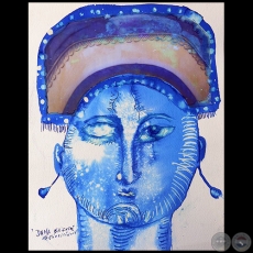 Dama Oriental - Serie AZUL dibujo sobre papel de Ricardo Migliorisi - Año: 2018